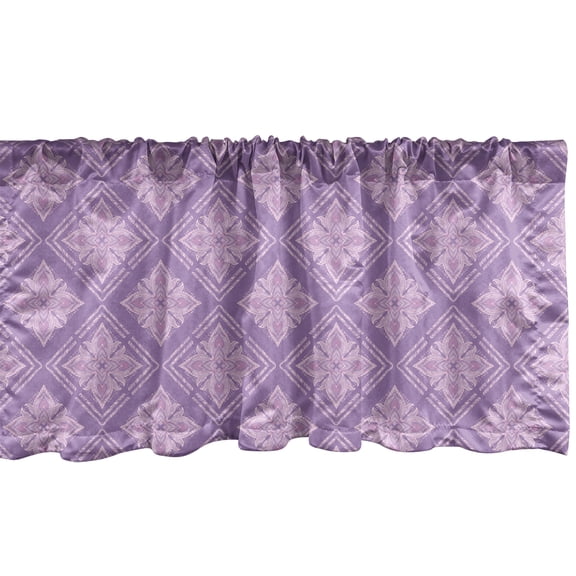 Ambesonne Antique Oriental Window Valance, Lilac Floral Art, 54" X 18", Mauve Lilac