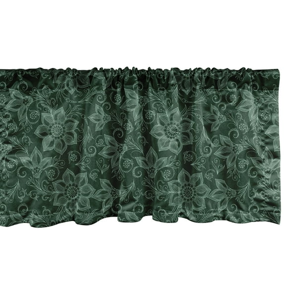 Ambesonne Antique Oriental Window Valance, Paisley Pattern, 54" X 12", Emerald and Sea Green