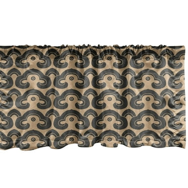 Ambesonne Antique Oriental Window Valance, Spiral Damask Art, 54" X 18", Tan and Dark Sepia