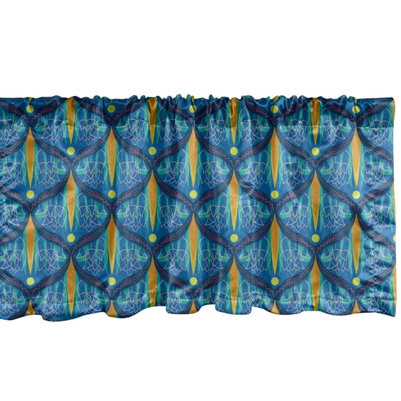 Ambesonne Antique Oriental Window Valance, Tulip Motif Art, 54" X 12", Violet Blue and Ginger