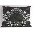 thumbnail image 1 of Ambesonne Antique Pillow Sham, Royal Flora Crown, 36" X 20", White and Charcoal Grey, 1 of 2