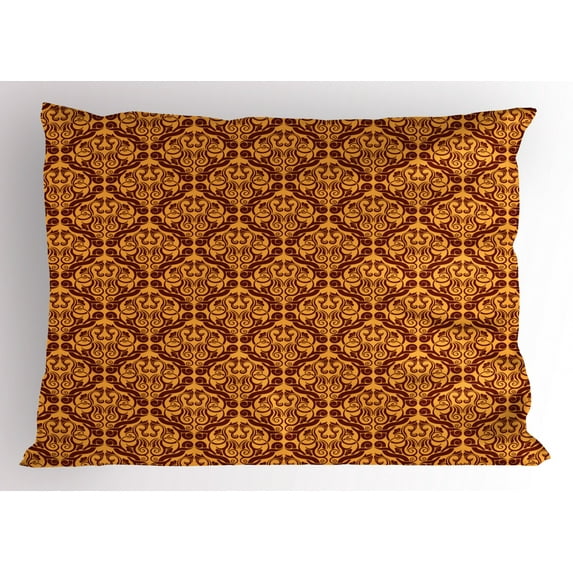 Ambesonne Antique Pillow Sham, Vintage Damask Tile, 26" X 20", Brown Pale Orange