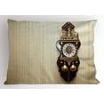 thumbnail image 1 of Ambesonne Antique Pillow Sham, Wood Wall Carving Clock, 26" X 20", Brown and Tan, 1 of 2