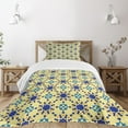 thumbnail image 1 of Ambesonne Antique Quilted Bedspread Set 2 Pcs, Moroccan Motif Folk, Twin Size, Violet Blue Yellow, 1 of 3
