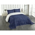 thumbnail image 1 of Ambesonne Antique Quilted Bedspread Set 3 Pcs, Blue Floral Old Design, Queen Size, Dark Blue, 1 of 5