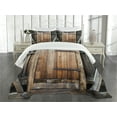 thumbnail image 1 of Ambesonne Antique Quilted Bedspread Set 3 Pcs, Rustic Rural Wood Door, Queen Size, Brown Orange, 1 of 5