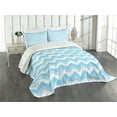 thumbnail image 1 of Ambesonne Antique Quilted Bedspread Set 3 Pcs, Sealife Aqua Zig Zag, King Size, Pale Blue Pale Blue, 1 of 3