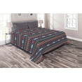 thumbnail image 1 of Ambesonne Antique Quilted Coverlet 3 Pcs, Old Motif, King Size, Black Blue Coral, 1 of 3