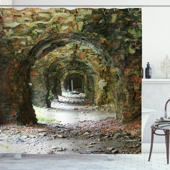 Ambesonne Antique Shower Curtain, Medieval Tunnel, 69"Wx75"L, Grey Red