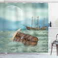 thumbnail image 1 of Ambesonne Antique Shower Curtain, Old Trunk Ocean Waves, 69"Wx84"L, Mint Green Pale Caramel, 1 of 3