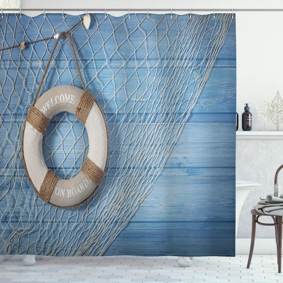 Ambesonne Antique Shower Curtain, Shabby Nature Leisure, 69"Wx75"L, Pale Brown Pale Blue