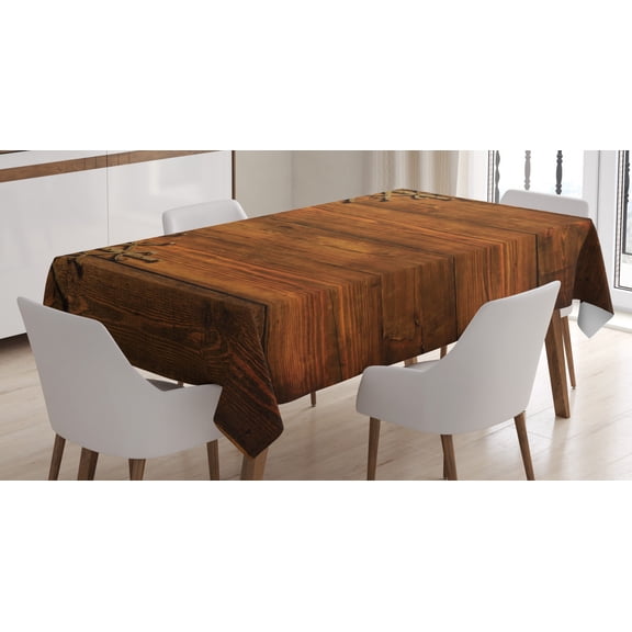 Ambesonne Antique Tablecloth Rectangular Table Cover, Gothic Style Ornaments, 52"x70", Dark Rosewood