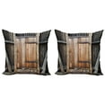 thumbnail image 1 of Ambesonne Antique Throw Pillow Cover 2 Pack, Rustic Rural Wood Door, 24", Brown Orange, 1 of 7