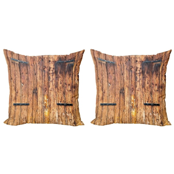 Ambesonne Antique Throw Pillow Cover 2 Pack, Timber Planks in Pale Tones, 20", Cream
