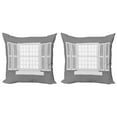 thumbnail image 1 of Ambesonne Antique Throw Pillow Cover 2 Pack, Wooden Window Shutter, 16", Grey White, 1 of 5