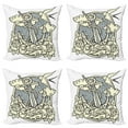 thumbnail image 1 of Ambesonne Antique Throw Pillow Cover 4 Pack, Anchor and Roses Clouds, 16", Eggshell Grey, 1 of 5