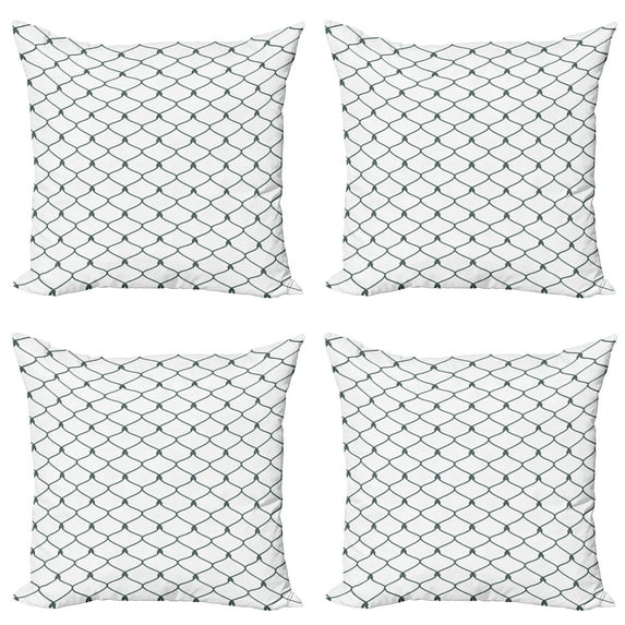 Ambesonne Antique Throw Pillow Cover 4 Pack, Curvy Wavy Shapes, 20", Slate Blue and White