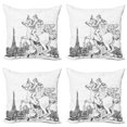 thumbnail image 1 of Ambesonne Antique Throw Pillow Cover 4 Pack, France, 24", Black White, 1 of 5