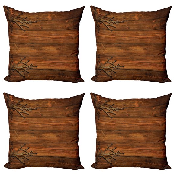 Ambesonne Antique Throw Pillow Cover 4 Pack, Gothic Style Ornaments, 20", Dark Rosewood