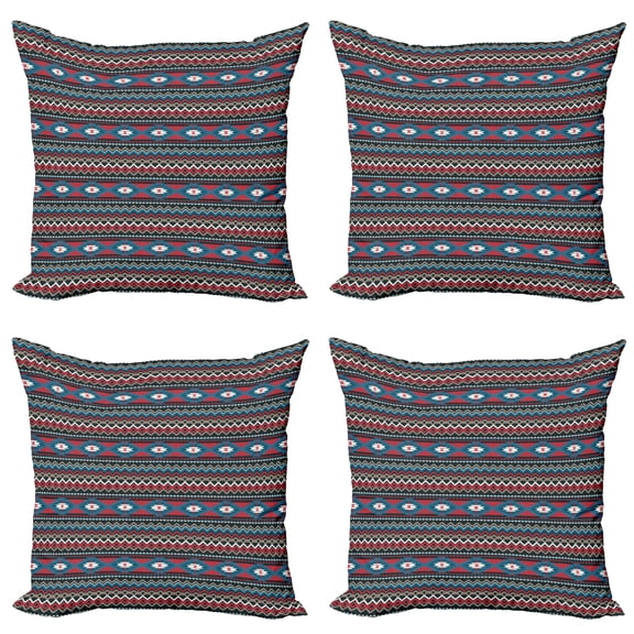 Ambesonne Antique Throw Pillow Cover 4 Pack, Old Motif, 20", Black Blue Coral