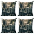 thumbnail image 1 of Ambesonne Antique Throw Pillow Cover 4 Pack, Old Store Gramophone, 16", Sepia, 1 of 7