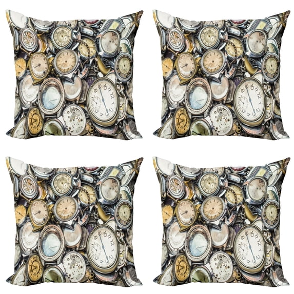 Ambesonne Antique Throw Pillow Cover 4 Pack, Retro Vintage Pattern, 20", Grey Beige