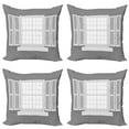 thumbnail image 1 of Ambesonne Antique Throw Pillow Cover 4 Pack, Wooden Window Shutter, 20", Grey White, 1 of 7