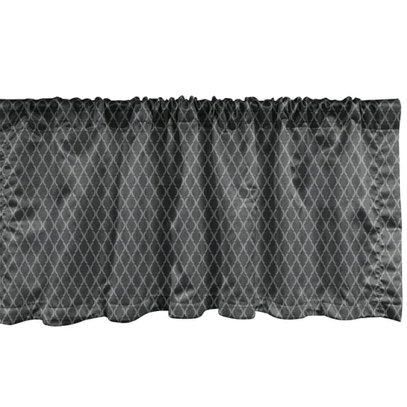 Ambesonne Antique Window Valance, Vintage Trellis Lattice, 54" X 12", Grey and Dark Grey
