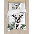 thumbnail image 1 of Ambesonne Antlers Duvet Cover Set, Village Mountain Fall, Twin, Chocolate Green White, 1 of 3