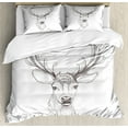 thumbnail image 1 of Ambesonne Antlers Duvet Cover Sets, Sketch of Deer Head, 2-King, Warm Taupe, 1 of 7
