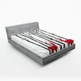 thumbnail image 1 of Ambesonne Antlers Fitted Sheet, Deer Tree Forest Bird, Full Size, White Black Red, 1 of 3