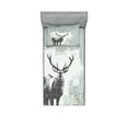 thumbnail image 1 of Ambesonne Antlers Fitted Sheet & Pillow Sham Set, Stag Silhouette Grunge, Twin, Grey Black, 1 of 2