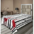 thumbnail image 1 of Ambesonne Antlers Flat Sheet, Deer Tree Forest Bird, Twin Size, White Black Red, 1 of 1