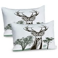 thumbnail image 1 of Ambesonne Antlers Pillow Sham 2 Pack, Village Mountain Fall, 26"x20", Chocolate Green White, 1 of 3