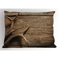 thumbnail image 1 of Ambesonne Antlers Pillow Sham, Wooden Deer Rustic Antler, 26" X 20", Umber, 1 of 2