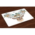 thumbnail image 1 of Ambesonne Antlers Place Mats Set of 4, Deer Head Floral Ethnic, Standard Size, Tan Green Teal, 1 of 4