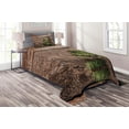 thumbnail image 1 of Ambesonne Antlers Quilted Coverlet 2 Pcs, Evergreen Branch Deer, Twin Size, Fern Green Umber, 1 of 4