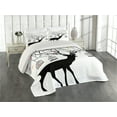 thumbnail image 1 of Ambesonne Antlers Quilted Coverlet 3 Pcs, Deer Colorful Birds, King Size, Multicolor, 1 of 4