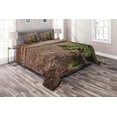 thumbnail image 1 of Ambesonne Antlers Quilted Coverlet 3 Pcs, Evergreen Branch Deer, King Size, Fern Green Umber, 1 of 2