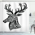 thumbnail image 1 of Ambesonne Antlers Shower Curtain, Deer Animal Tattoo, 69"Wx84"L, Black White, 1 of 4