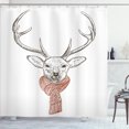thumbnail image 1 of Ambesonne Antlers Shower Curtain, Deer with Scarf Winter, 69"Wx84"L, Redwood Grey White, 1 of 4