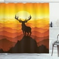 thumbnail image 1 of Ambesonne Antlers Shower Curtain, Wildlife Sunset Hill, 69"Wx84"L, Burnt Sienna Marigold, 1 of 4