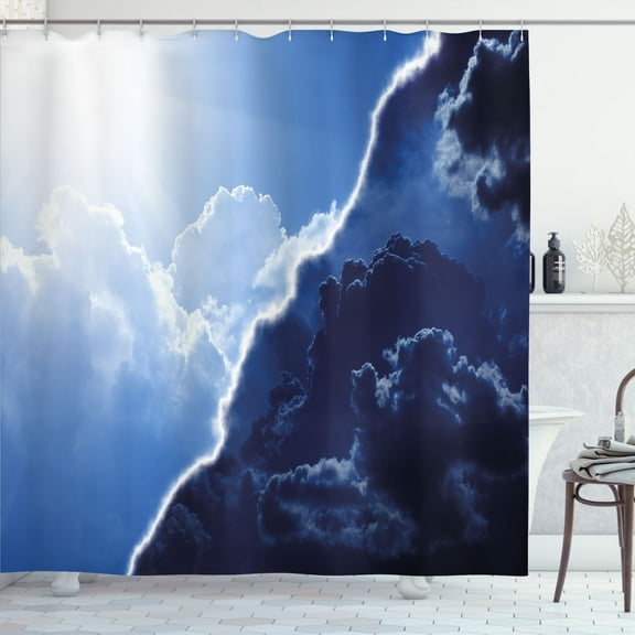 Ambesonne Apartment Shower Curtain, Contrasting Sky View, 69"Wx70"L, Navy Blue