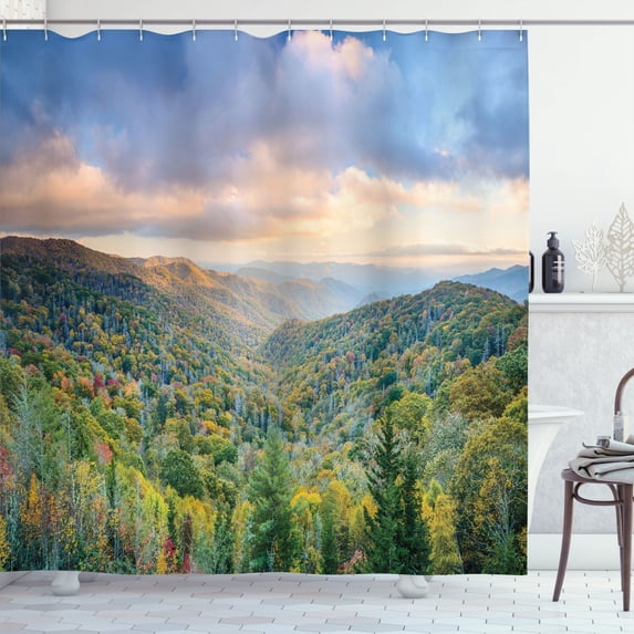 Ambesonne Appalachian Shower Curtain, Autumn Outdoor Scene, 69"Wx75"L, Multicolor