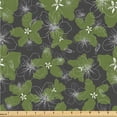thumbnail image 1 of Ambesonne Apple Flower Pattern Fabric by the Yard Upholstery, Spring Floral, 5 Yards, Peacock Green White, 1 of 1