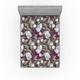 thumbnail image 1 of Ambesonne Apple Flowers Fitted Sheet, Floral Modern Leaves, Queen Size, Dark Magenta Reseda Green, 1 of 5