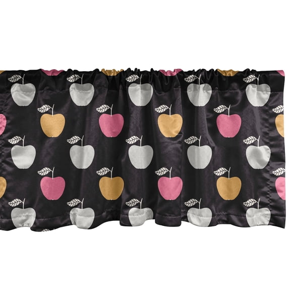 Ambesonne Apple Window Valance, Abstract Repeating Pattern Unusual Colored Fruit, Curtain Valance for Kitchen Bedroom Decor with Rod Pocket, 54" X 18", Charcoal Grey Multicolor