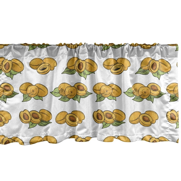 Ambesonne Apricot Valance Pack of 2, Sketch Fruits and Leaves, 42"X18", Earth Yellow Sage Green