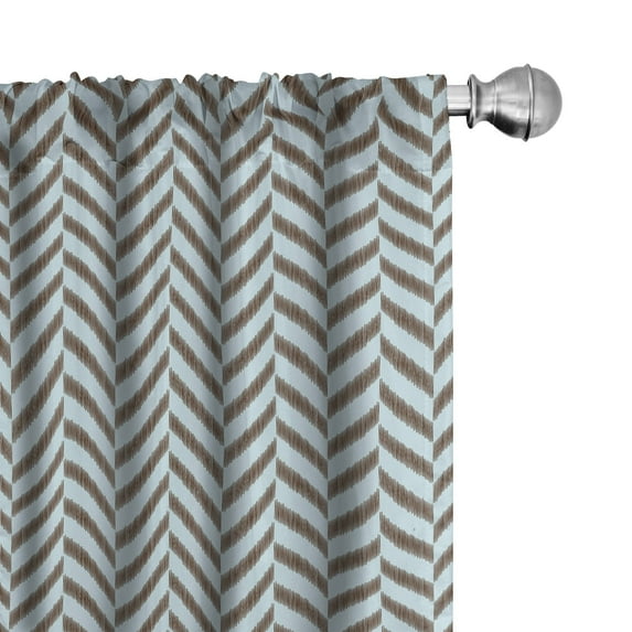 Ambesonne Aqua Window Curtains, Sketchy Chevron Zig Zag, Each 28" W x 84" L, Sky Blue and Brown