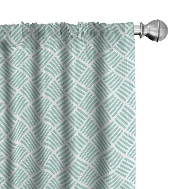 Ambesonne Aqua Curtains, Diagonal Parallel Lines, Pair of 28"x95", Mint Green White